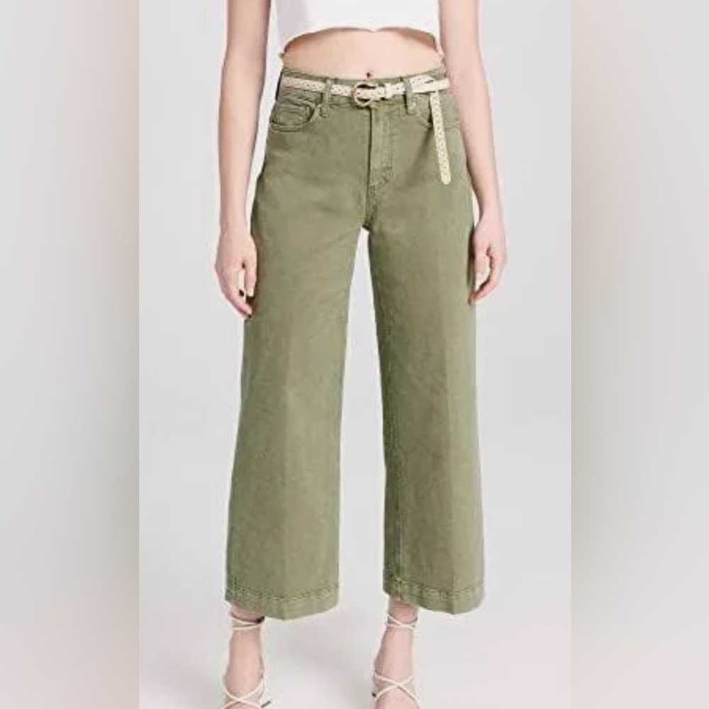 Paige Vintage Ivy Green Anessa Wide Leg Jeans